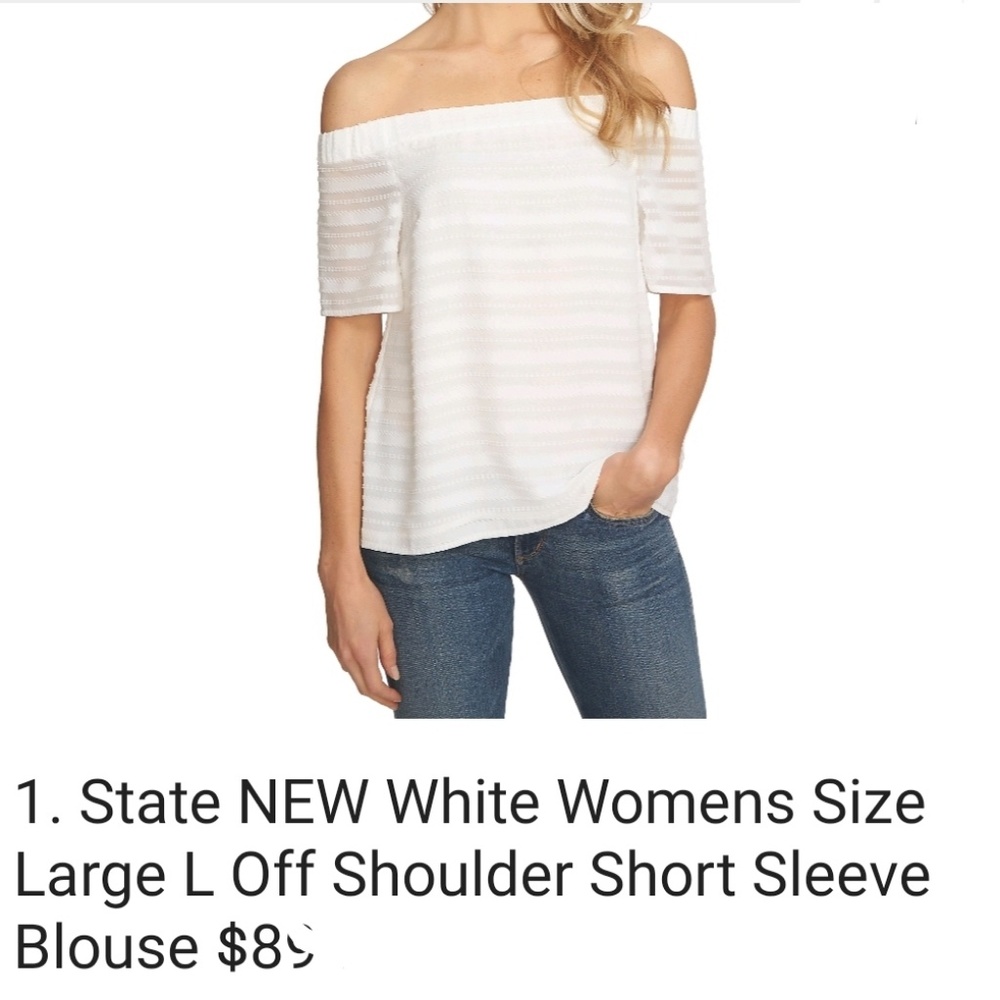 Sold Off the shoulder white textured Halter top - Picture 1 of 3